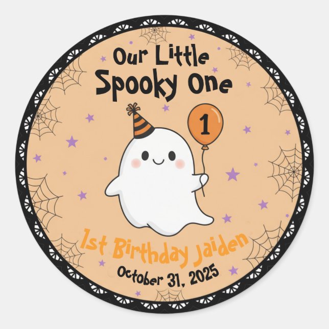 Cute Ghost 1st Halloween Birthday,Baby Outfit Runder Aufkleber (Vorderseite)