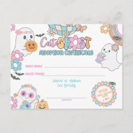 Cute Ghost Adoption Certificate Postkarte