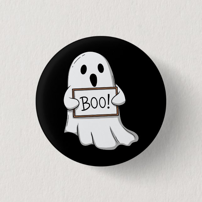 Cute Ghost BOO Sign Pin Button (Vorderseite)