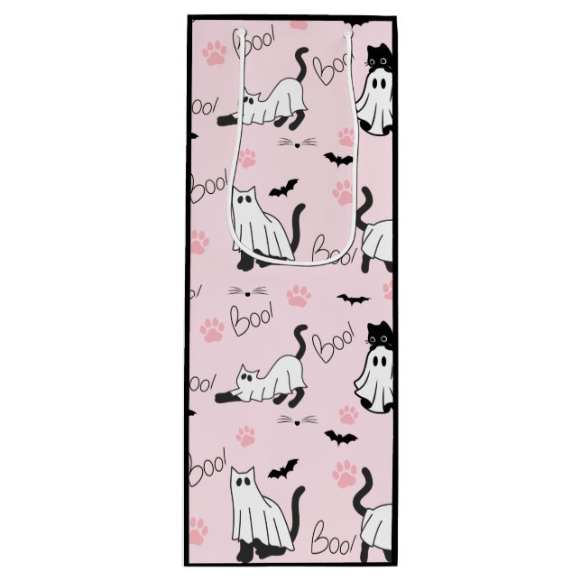 Cute Ghost Cats Halloween Geschenktüte Für Weinflaschen (Vorderseite)