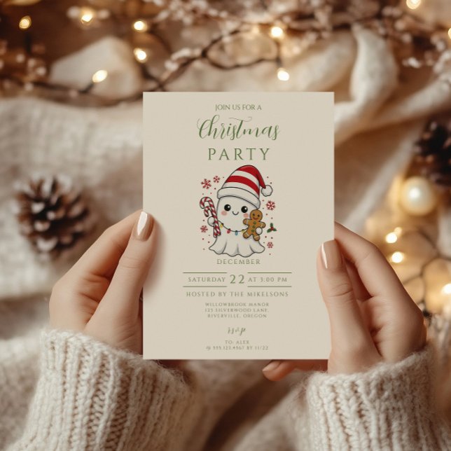 Cute Ghost Christmas Einladung (Von Creator hochgeladen)