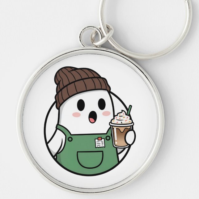 Cute Ghost Coffee Keychain Schlüsselanhänger (Vorne)