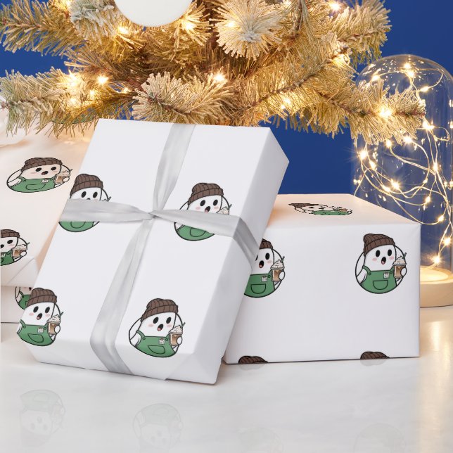 Cute Ghost Coffee Paper Cup – Funny Cartoon Dispos Geschenkpapier (Feiertage)