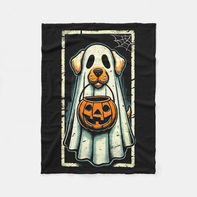 Cute Ghost Dog Men Women Kids Halloween Funny Ghos Fleecedecke (Vorderseite)
