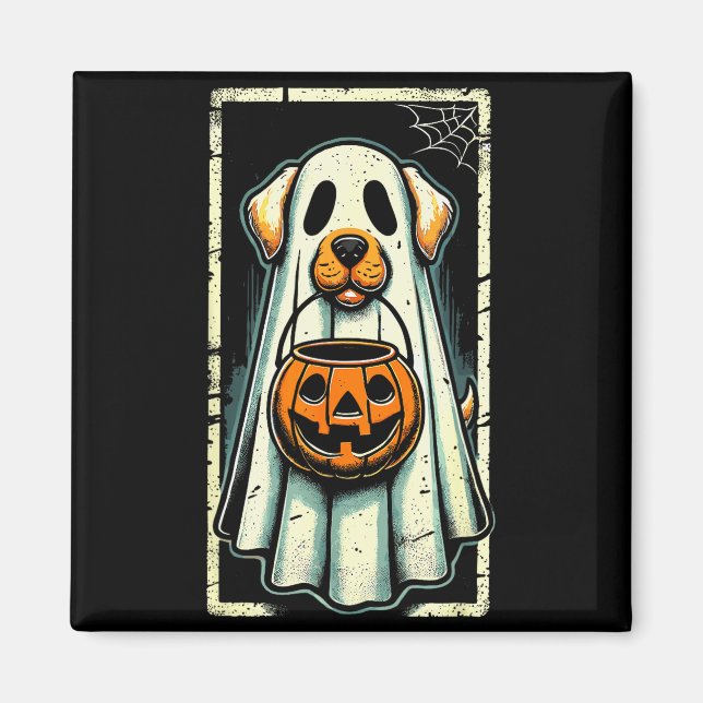 Cute Ghost Dog Men Women Kids Halloween Funny Ghos Magnet (Vorne)