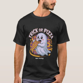 Cute Ghost Eating Pizza Fun Creepy Trick or Pizza T-Shirt