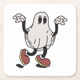 Cute ghost enjoying rechteckiger pappuntersetzer