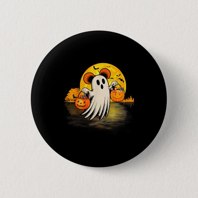 Cute Ghost Guitar Halloween Pumpkins Candy Soky Se Button (Vorderseite)