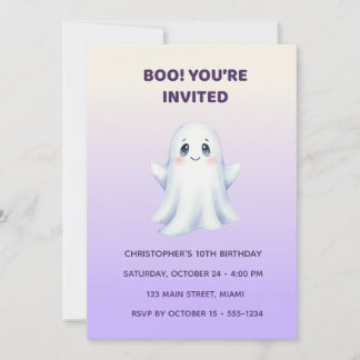 Cute Ghost Halloween Birthday Invitation | Kids Sp Einladung