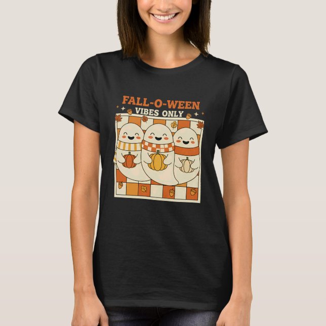 Cute Ghost Halloween Fall Pumpkin Autumn Vibes Onl T-Shirt (Vorderseite)