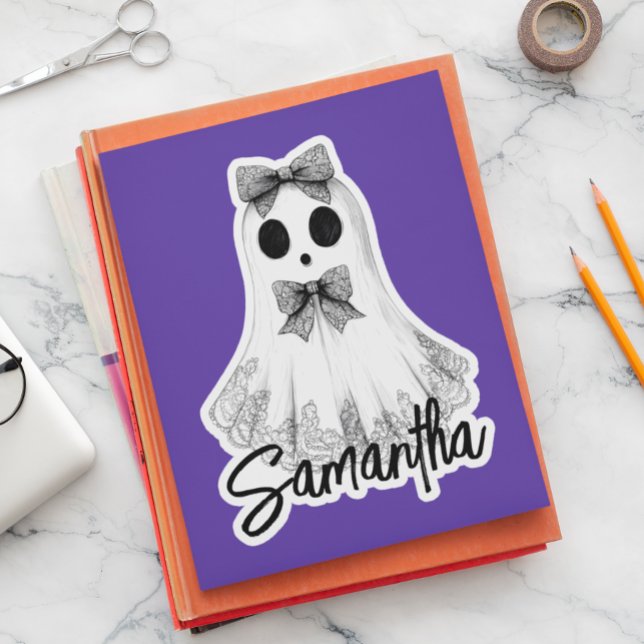 Cute Ghost Lace Vintage Halloween Custom Aufkleber (Von Creator hochgeladen)