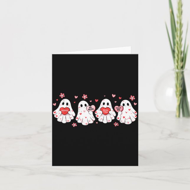 Cute Ghost Love Hearts Valentines Day Womens Teens Karte (Vorderseite)