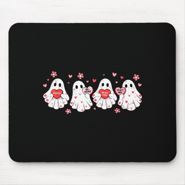 Cute Ghost Love Hearts Valentines Day Womens Teens Mousepad (Vorne)