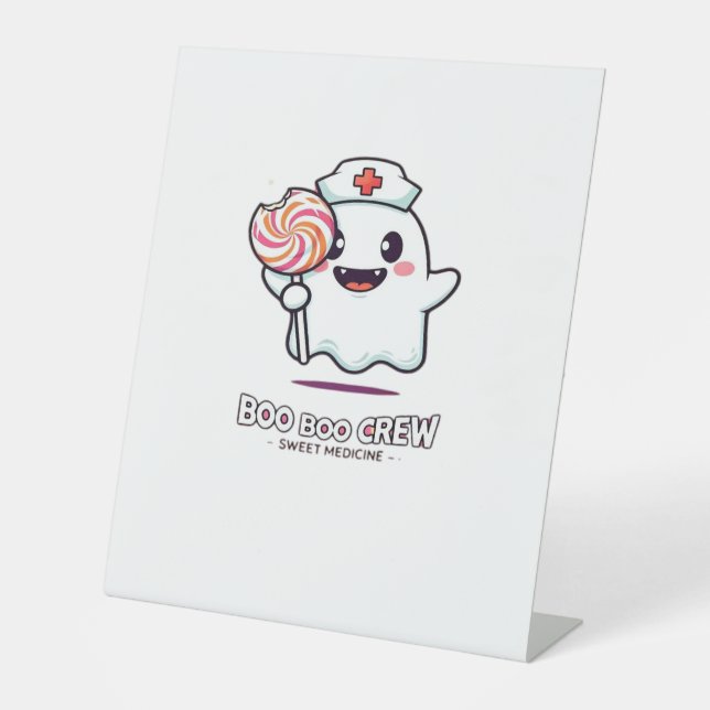 Cute Ghost Nurse Boo Boo Crew Halloween Classic T- Sockelschild (Vorderseite)