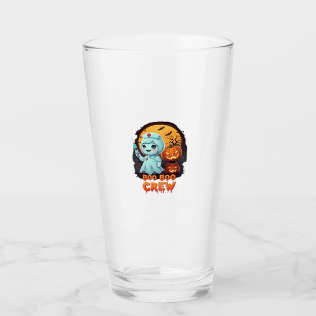 Cute Ghost Nurse - Boo Boo Crew Halloween Fun Clas Glas (Vorderseite)
