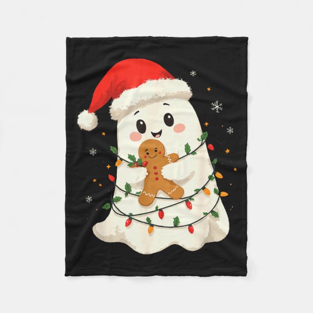 Cute Ghost Santa Hat Soky Christmas Funny Holiday  Fleecedecke (Vorderseite)