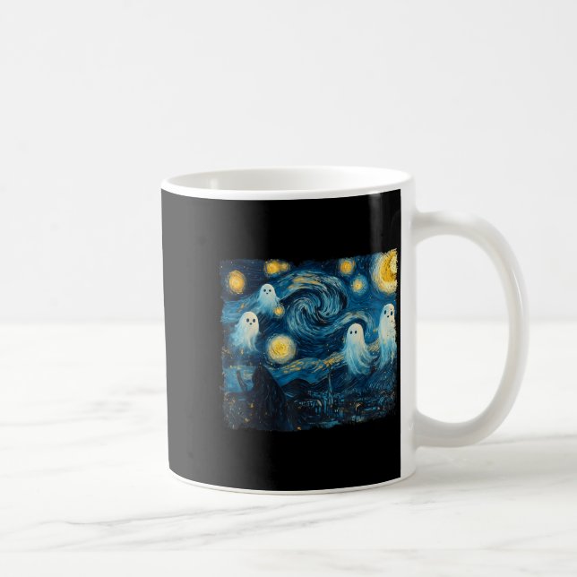Cute Ghost Starry Night Halloween Soky Retro Van G Kaffeetasse (Rechts)