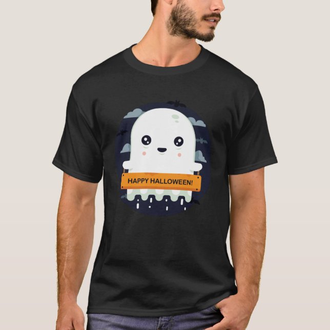 Cute Ghost Trying to be Scary Halloween T-Shirt (Vorderseite)