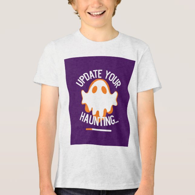 Cute Ghost 'Update Your Haunting' Tri-Blend Shirt (Vorderseite)