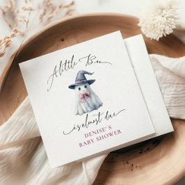 Cute Ghost with Pink Bow & Witch Hat Baby Shower Serviette