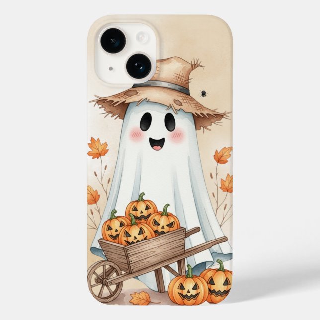 Cute Ghost with Pumpkins Phone Case - Adorable Hal (Rückseite)