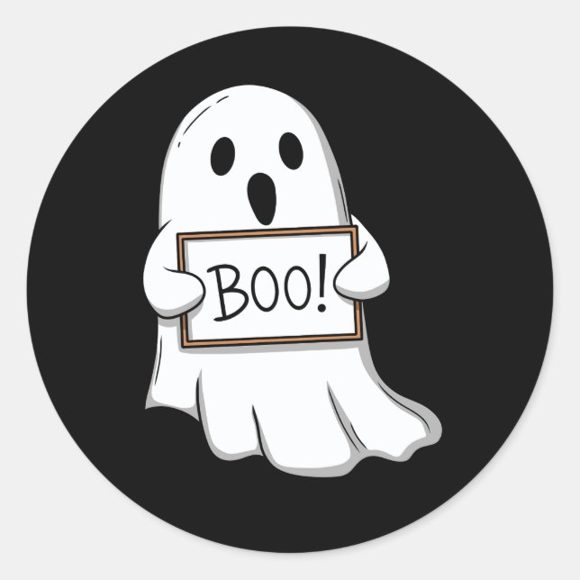 Cute Ghostly BOO Fun Runder Aufkleber (Vorderseite)