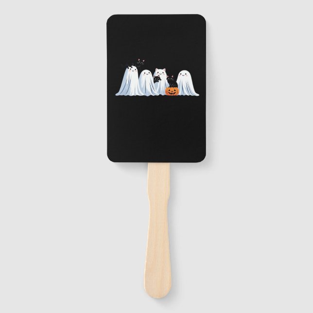 Cute Ghosts and Black Cats Halloween � Spooky Seas Fächer (Vorderseite)