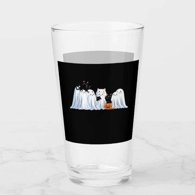 Cute Ghosts and Black Cats Halloween � Spooky Seas Glas (Vorderseite)