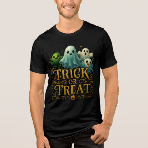 Cute Ghosts "Trick or Treat" Design Tri-Blend Shirt