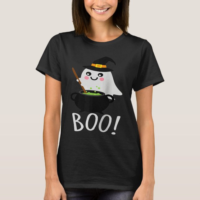 Cute Ghosts with Magic Cauldroon  Magic Potion Boo T-Shirt (Vorderseite)