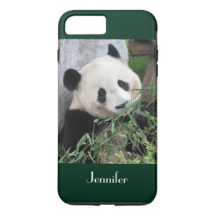 Cute Giant Panda Dark Green Trim Personalized Name Case-Mate iPhone Hülle