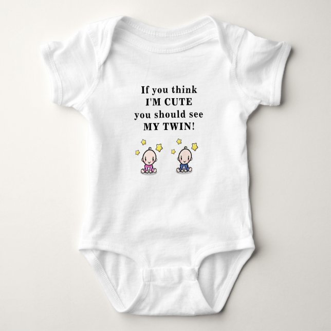 Cute gift for twins, bodysuit for twin girl & boy, baby strampler (Vorderseite)