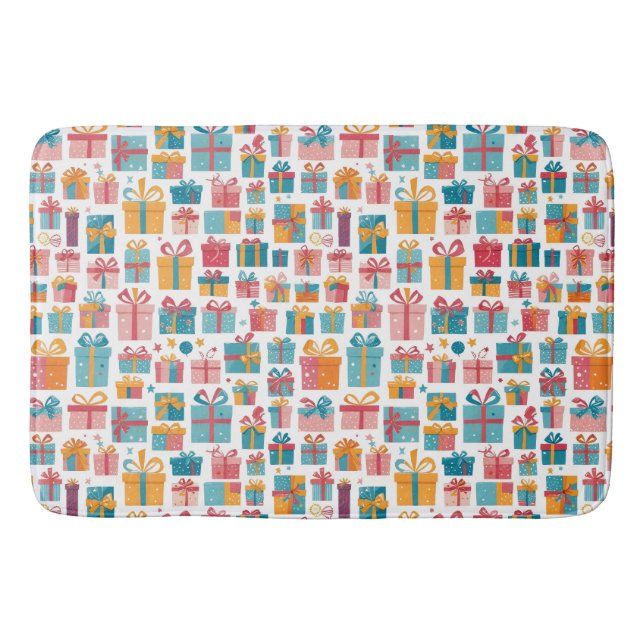 Cute Gifts in Bags and Boxes with Ribbons Pattern Badematte (Vorderseite)