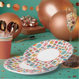 Cute Gifts in Bags and Boxes with Ribbons Pattern Pappteller