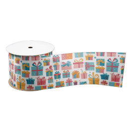 Cute Gifts in Bags and Boxes with Ribbons Pattern Satinband