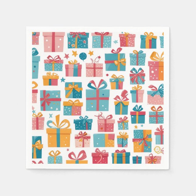 Cute Gifts in Bags and Boxes with Ribbons Pattern Serviette (Vorderseite)
