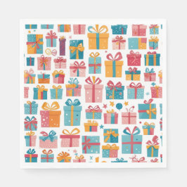 Cute Gifts in Bags and Boxes with Ribbons Pattern Serviette