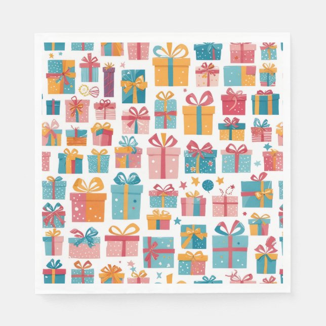 Cute Gifts in Bags and Boxes with Ribbons Pattern Serviette (Vorderseite)