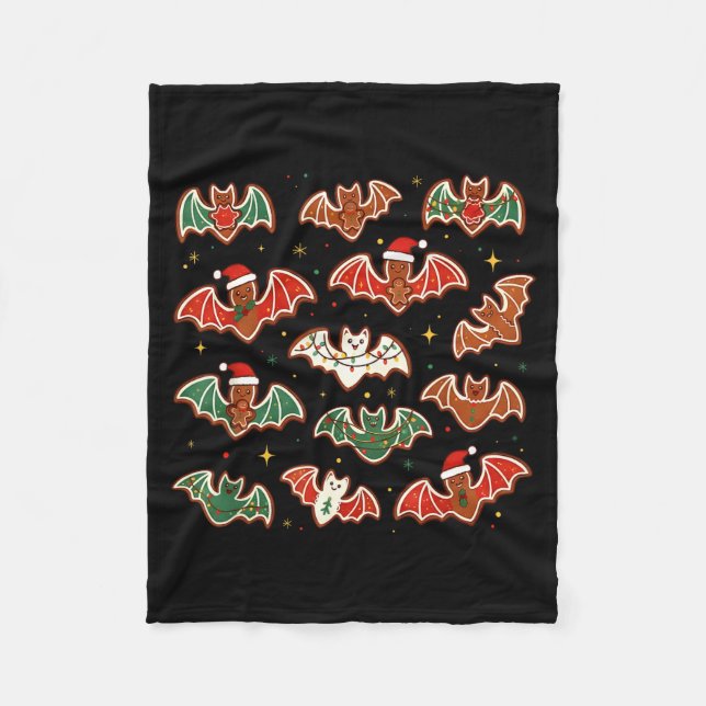 Cute Gingerbread Bats Soky Christmas Cookie Merry  Fleecedecke (Vorderseite)