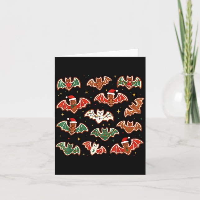 Cute Gingerbread Bats Soky Christmas Cookie Merry  Karte (Vorderseite)