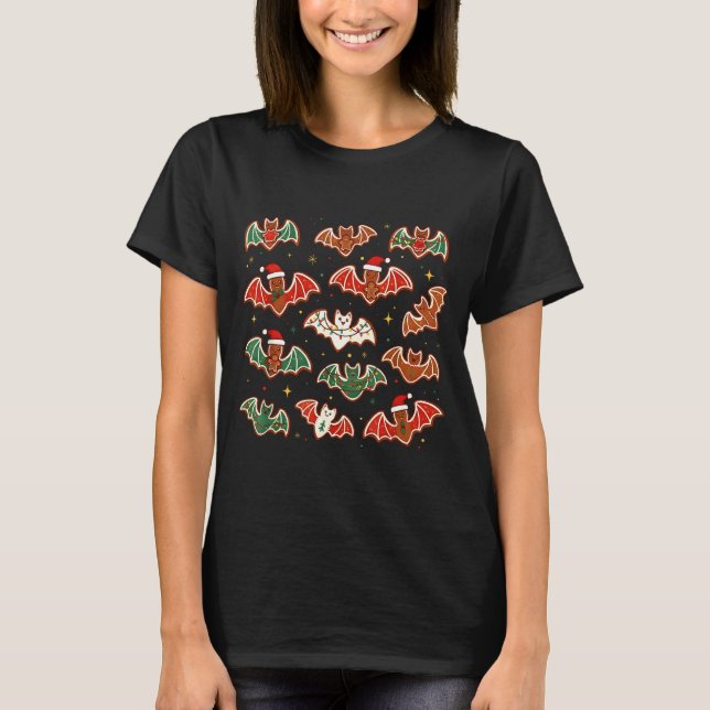 Cute Gingerbread Bats Soky Christmas Cookie Merry  T-Shirt (Vorderseite)