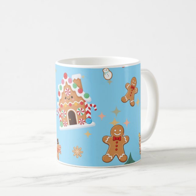 Cute Gingerbread Blue Kaffeetasse (VorderseiteRechts)