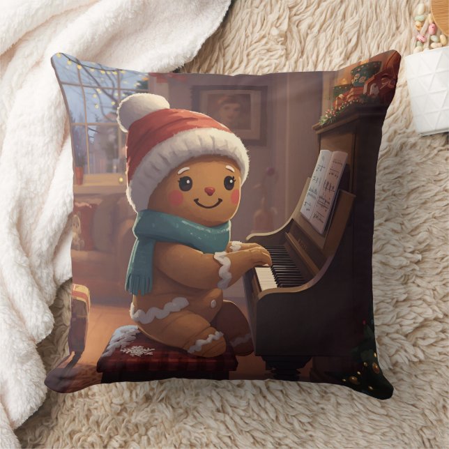 cute gingerbread boy Christmas holidayThrow Pillow Kissen (Decke)
