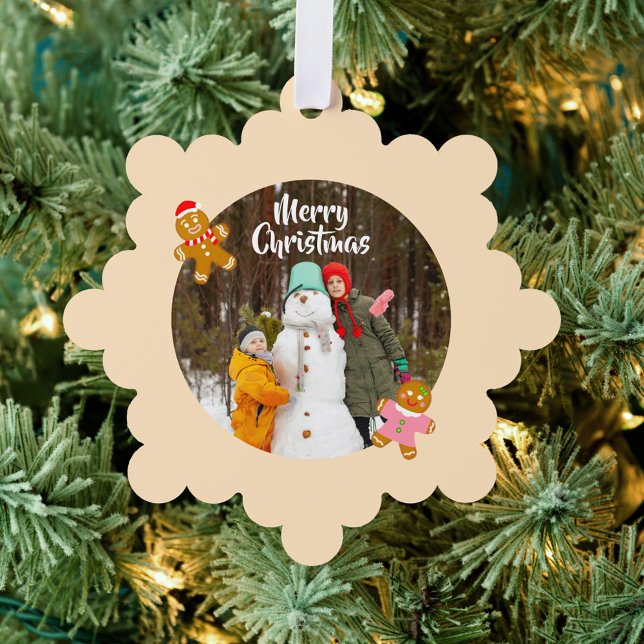 Cute Gingerbread Christmas Photo Ornament Card  Karte (Cute and Warm Gingerbread Christmas Photo Customized Paper Ornament Card )