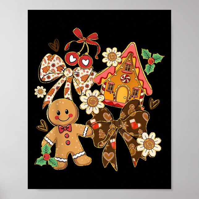 Cute Gingerbread Christmas Preppy Coquette Holiday Poster (Vorne)