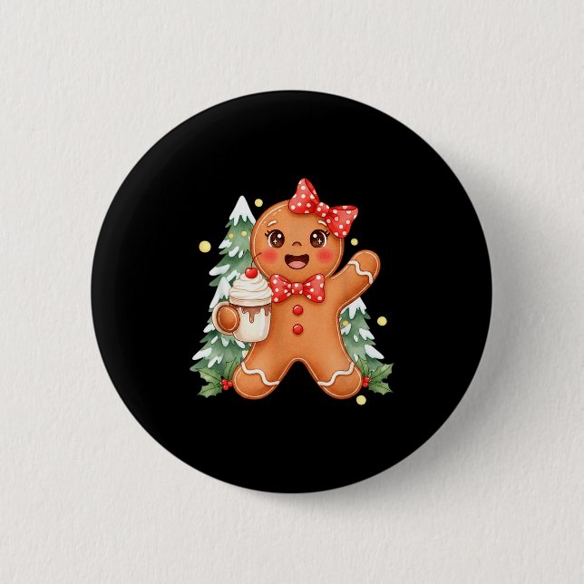Cute Gingerbread Christmas Snow Xmas For Men Women Button (Vorderseite)