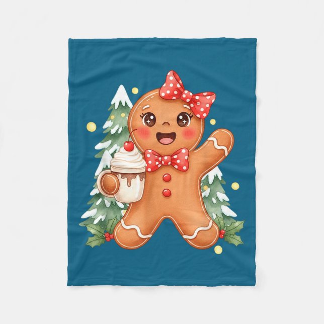 Cute Gingerbread Christmas Snow Xmas For Men Women Fleecedecke (Vorderseite)