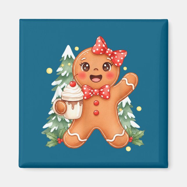 Cute Gingerbread Christmas Snow Xmas For Men Women Magnet (Vorne)