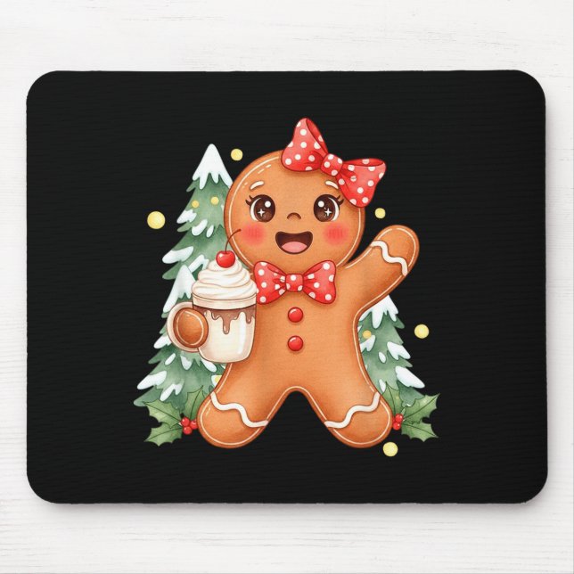 Cute Gingerbread Christmas Snow Xmas For Men Women Mousepad (Vorne)