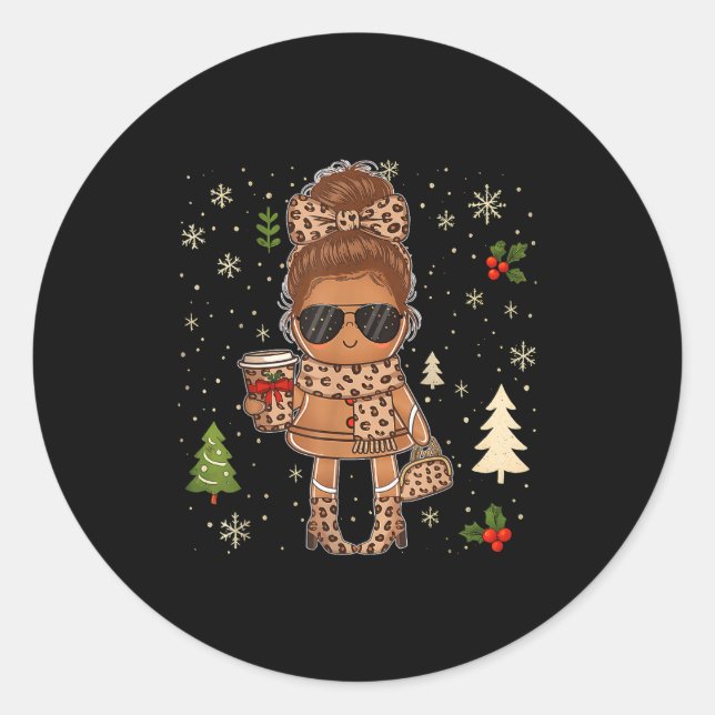 Cute Gingerbread Christmas Snow Xmas For Men Women Runder Aufkleber (Vorderseite)